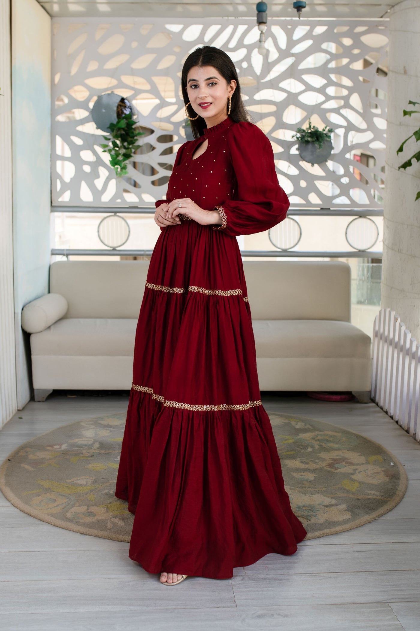 Buy Online Maroon Color Readymade Gown : 245658 -